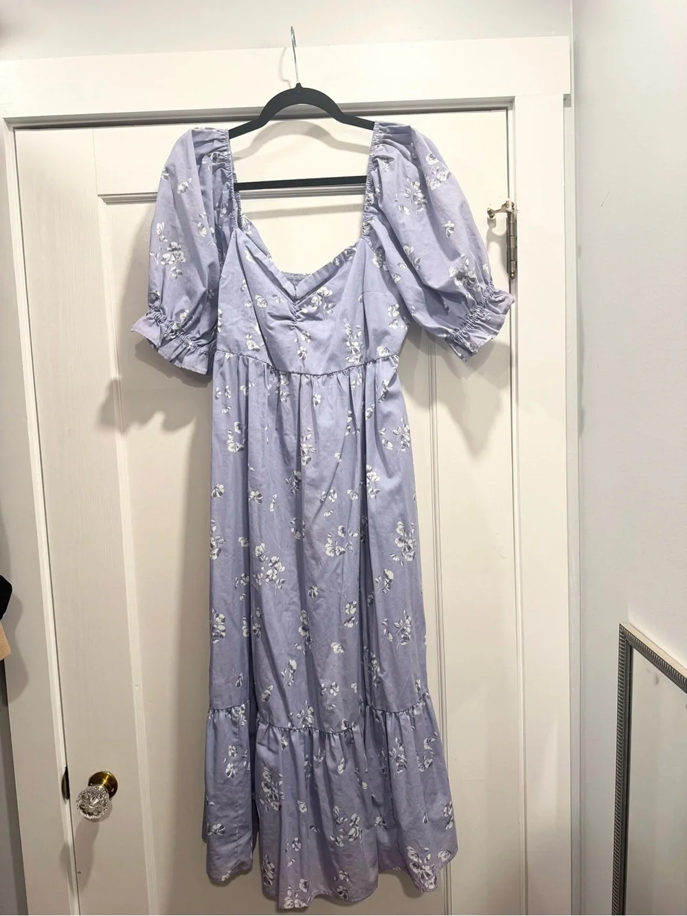 Abercrombie Emerson Maxi Dress Smocked Large Periwinkle Floral Cottagecore Boho